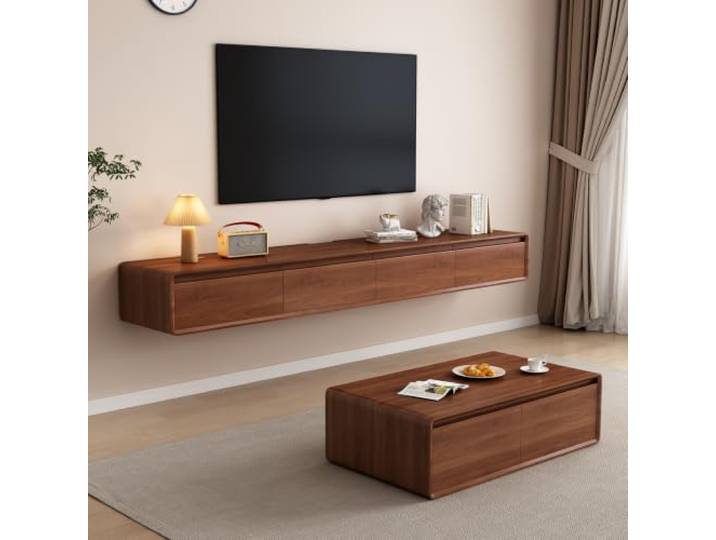 Vocnafy Schwebende TV-Einheit Wandmontage mit Stauraum, moderner schwimmender TV-Schrank