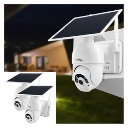 Casativo Pan-Tilt Überwachungskamera mit Full-HD, Akku&Solarpanel, IP66, 2er-Set (1920 x 1080 Pixels), Netzwerkkamera, Weiss