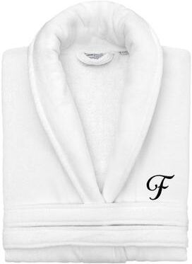Authentic Hotel and Spa 100% Turkish Cotton Personalized Unisex Anovia Velour Bathrobe - Black Script Font