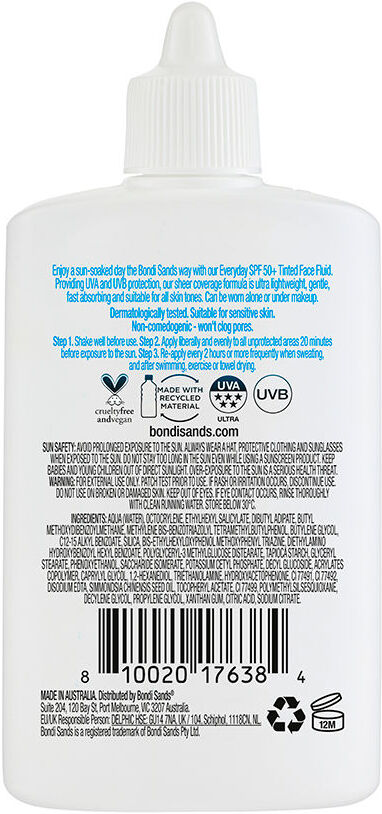 Bondi Sands Fluide teinté visage sans parfum Everyday Spf 50+ 50 ml
