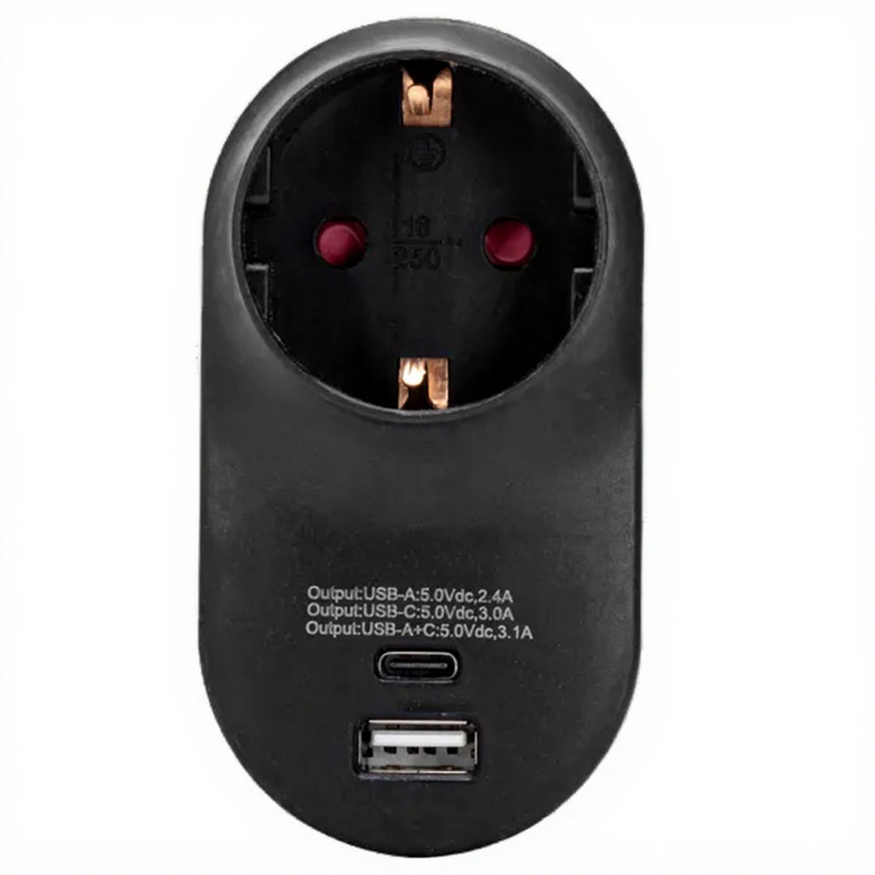 Aigostar Conversiestekker met USB en Type-C, 16A Plug