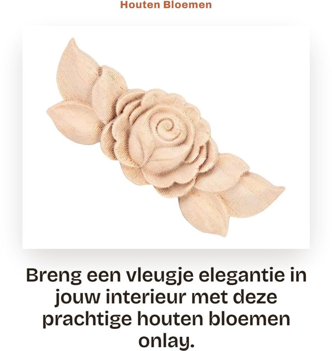 Dailygoods Houten Bloemen Onlay in Vintage Stijl voor DIY Decoratie en Huishoudtextiel