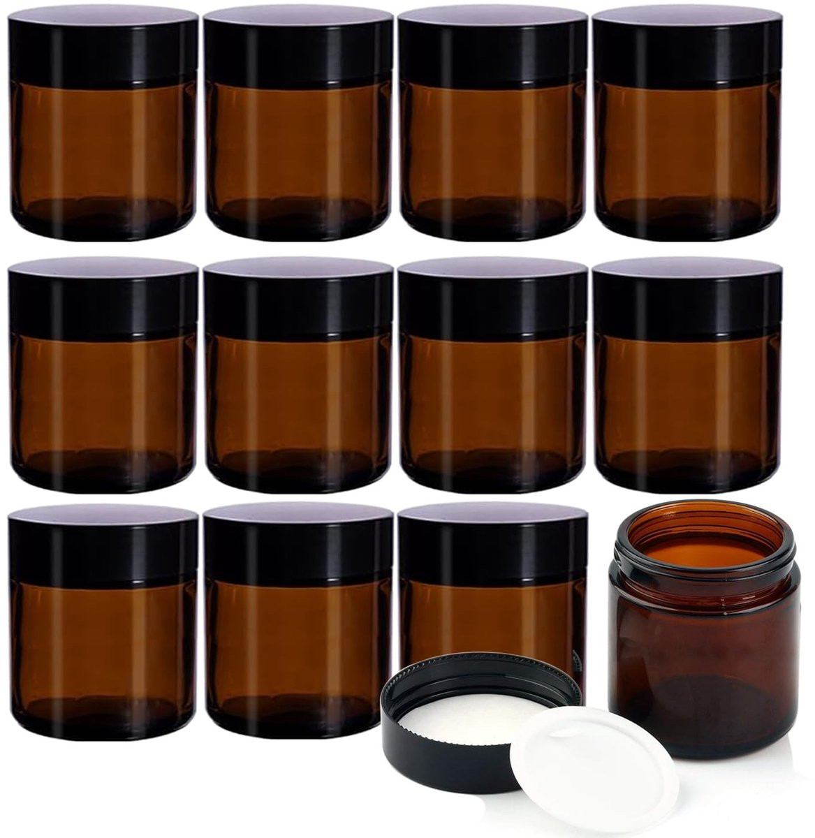 Set van 12 lege glazen potten van 120 ml voor cosmetica