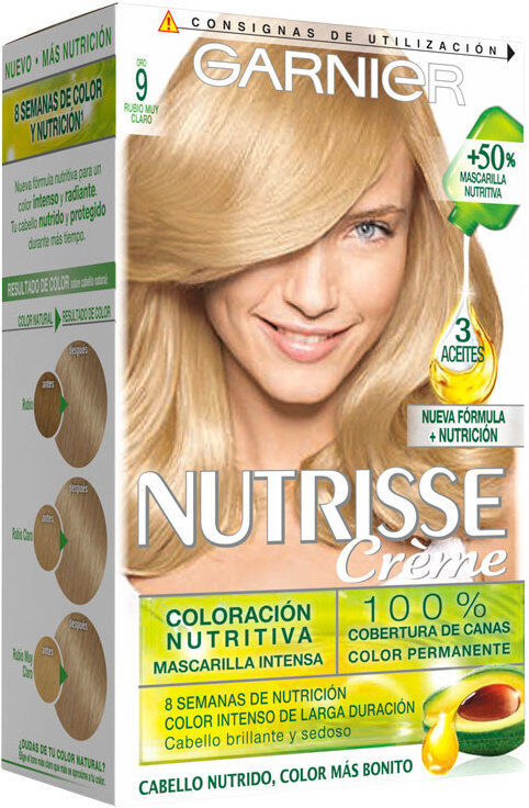Garnier Nutrisse Creme Nourishing Permanent Color 9 Rubio Muy Claro