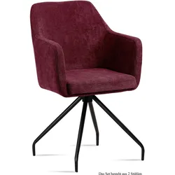 ARMLEHNSTUHL (2er-Set) Dijana 57x87x60 Schwarz/Marsala