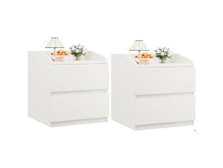 Lot de 2 table de chevet avec 2 tiroirs Blanc -SALUT - 60 X 40 X 58 CM - TABLE DE NUIT