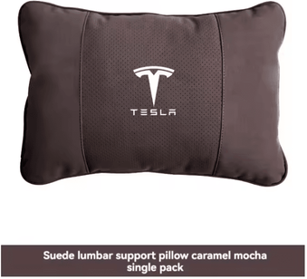 Uplift Curations TeslaDrive Plush Car Neck Pillow Universal Headrest Support Cushion For Model 3 Y S X Interior Accessories brown waist
