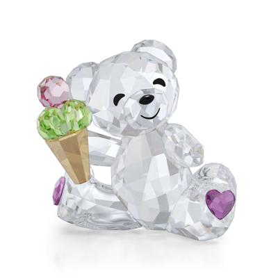 Dekofigur SWAROVSKI "Kristallfigur Sammelfigur KRIS BEAR Scoops of Joy Eis", transparent (kristallweiß, goldfarben, grün, lila, rosa, schwarz), Dekofiguren, Metall, Swarovski Kristall, Swarovski Kristall
