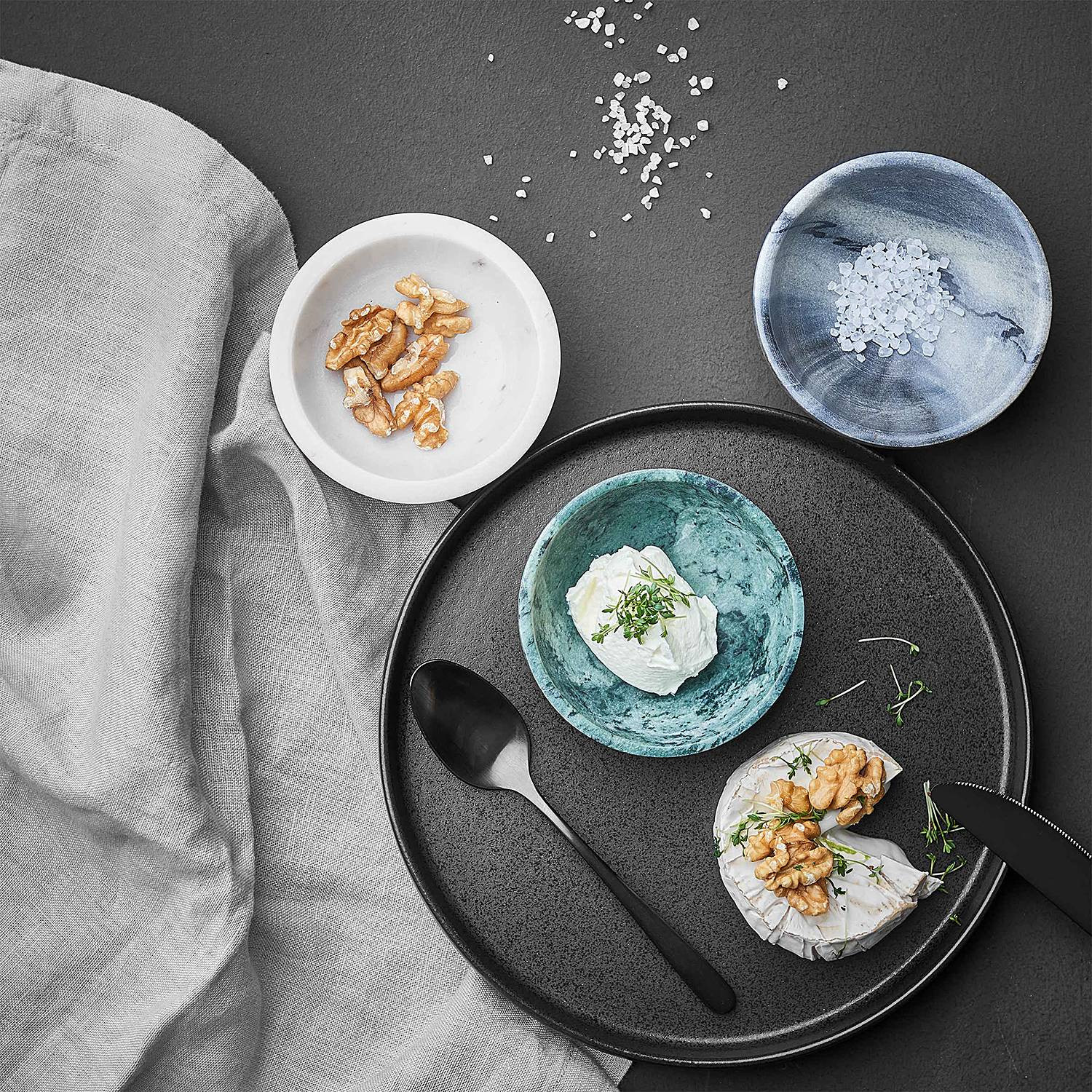 home24 Ontbijtbord CASA NOVA dessert plate zwart stoneware Ø 23 cm