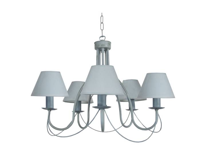 Lustre métal gris abatjour tissu gris