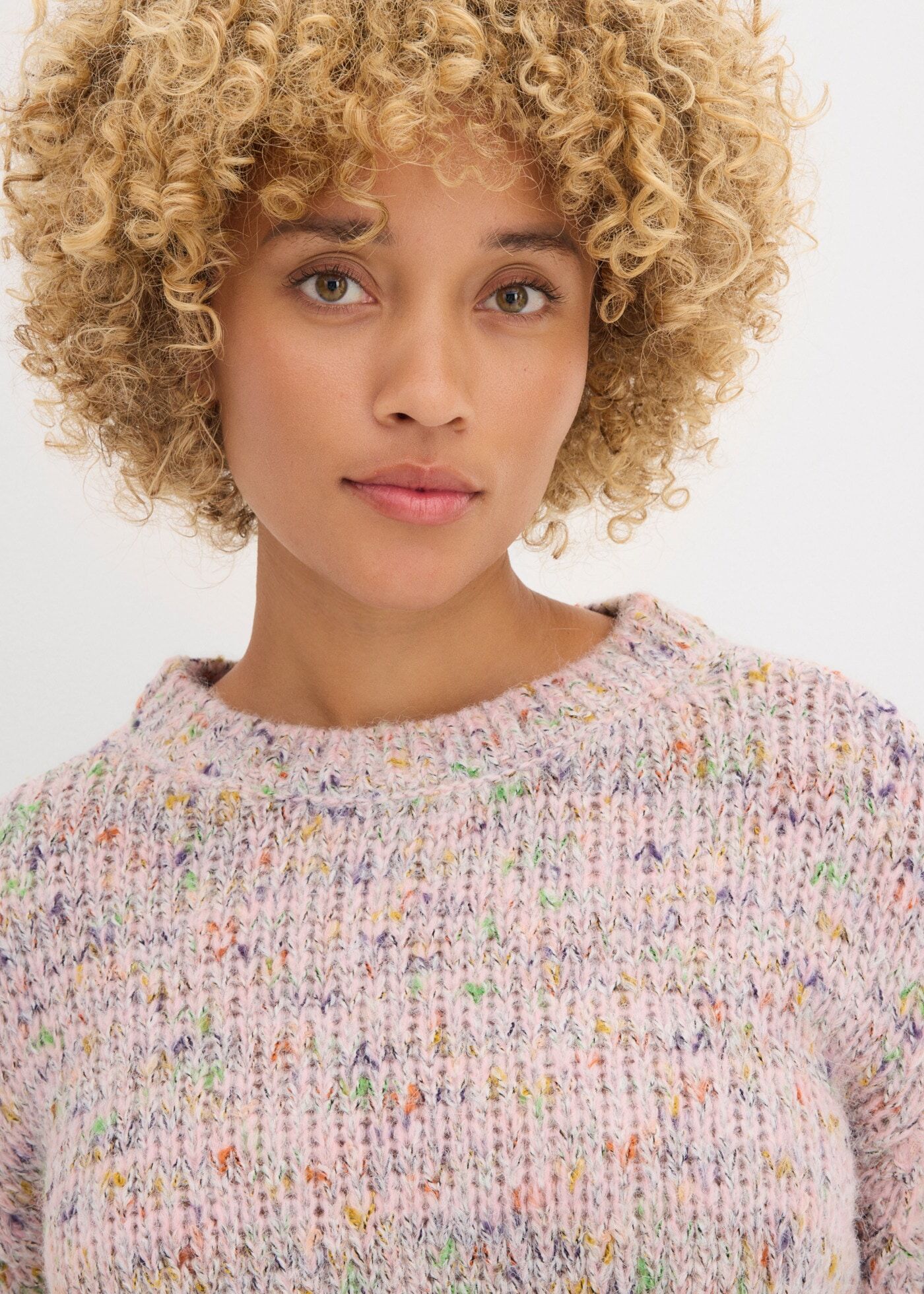 Strickpullover BONPRIX, Damen, Gr. 52/54 (XXL), bunt (teerose meliert), Obermaterial: 39% Polyester, 33% Polyacryl, 26% Polyamid, 2% Wolle, oversize, Pullover Strickpullover, mit Rundhalsausschnitt, in Oversize-Passform, im Casual-Stil teerose meliert 52/