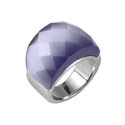 Fingerring AKZENT "aus Edelstahl mit facettiertem Schmuckstein" Gr. 58, silber (silberfarbig), Fingerringe, Damen, 58, Edelstahl, Fingerring