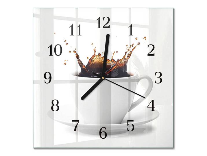 Tulup Wanduhr 30x30 cm - Kaffee, Weiß, Glas, Quadratisch, 30x30x0.4 cm, Dekoration, Uhren, Wanduhren