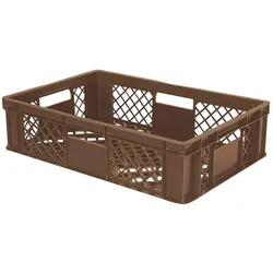 90 Stück Eurobehälter durchbrochen/Bäckerkiste, LxBxH 600 x 400 x 150 mm, PE-HD, lebensmittelecht, braun, Palettenware