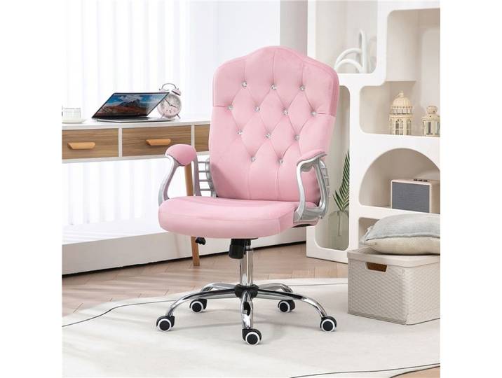Fauteuil de bureau rose en velours réglable