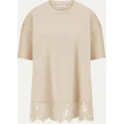 T-Shirt mit Spitzen-Details Beige 38