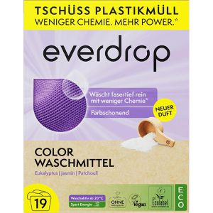 everdrop Waschmittel Color, Eukalyptur, Jasmin & Patchouli, Pulver, ökologisch, ohne Plastik, 760g, Waschladungen 19
