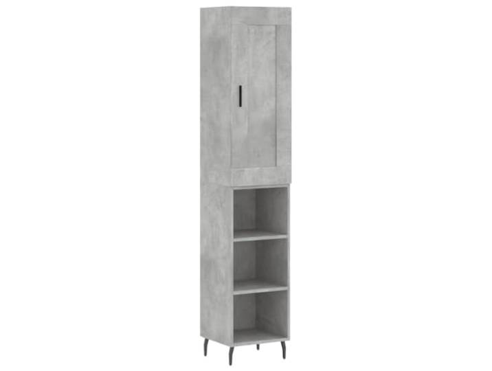 GFMGUEMV Highboard Betongrau 34,5x34x180 cm Holzwerkstoff mit Metallfüßen Stauraumschrank, Betongrau, Holzwerkstoff, Metallfüße, praktische Tür, stabil, vielseitig einsetzbar