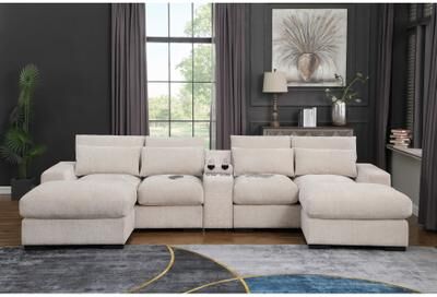 Modern Flannel Velvet Modular Sectional Sofa with USB Console by GDFStudio