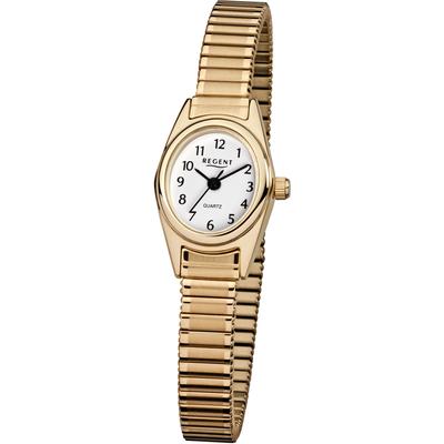 Quarzuhr REGENT, gold (goldfarben, weiß, weiß), Armbanduhren, Damen, goldfarben, Quarzuhr, Armbanduhr, Damenuhr, Zugband, Flexband, Edelstahlarmband