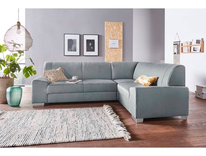 Ecksofa, Struktur fein, Mint, 259×191 cm, L-Form, Mit Federkern, Modern, Domo-Collection