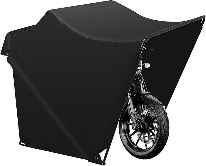 Motorradgarage Faltzelt Motorrad Schutzplane Roller Moped Bike Garage Mit Tragetasche Faltbar Motorrad Zeltgarage 270*105*155 CM Uv-GeschüTzt Wasserdicht Motorradabdeckung Wasserdichtes Zelt/Schwarz