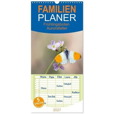 Familienplaner 2027 - Frühlingsboten Aurorafalter mit 5 Spalten (Wandkalender, 21 x 45 cm) CALVENDO