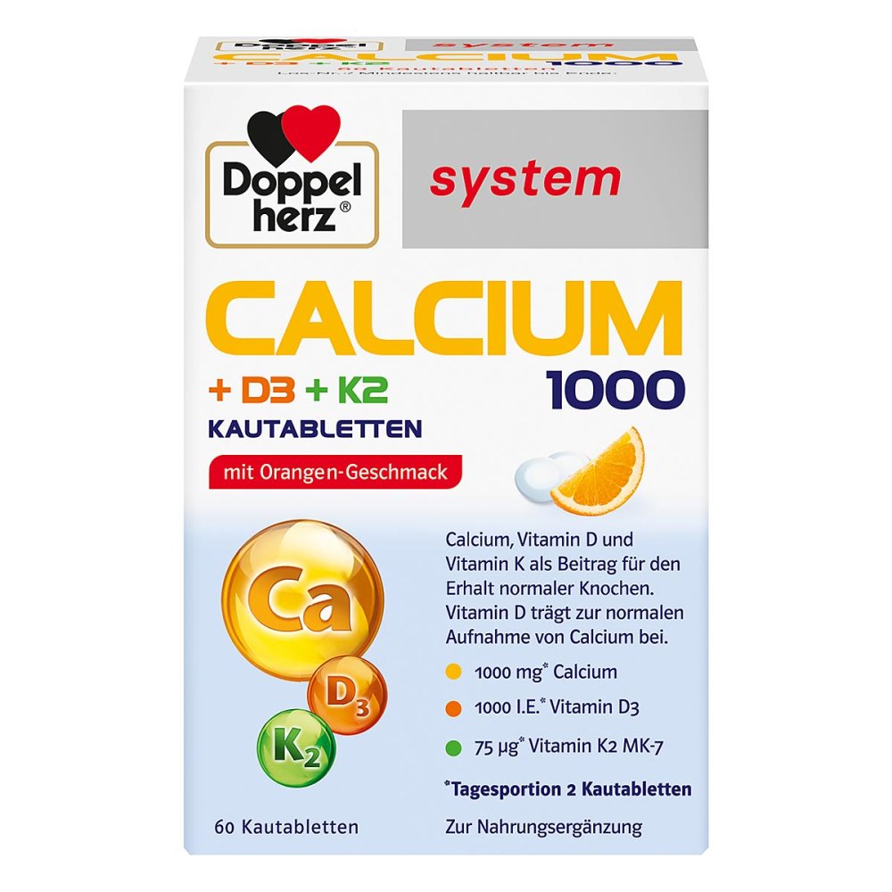 Queisser Pharma GmbH & Co. KG Doppelherz Calcium 1000+d3+k2 system Kautabletten 15611577