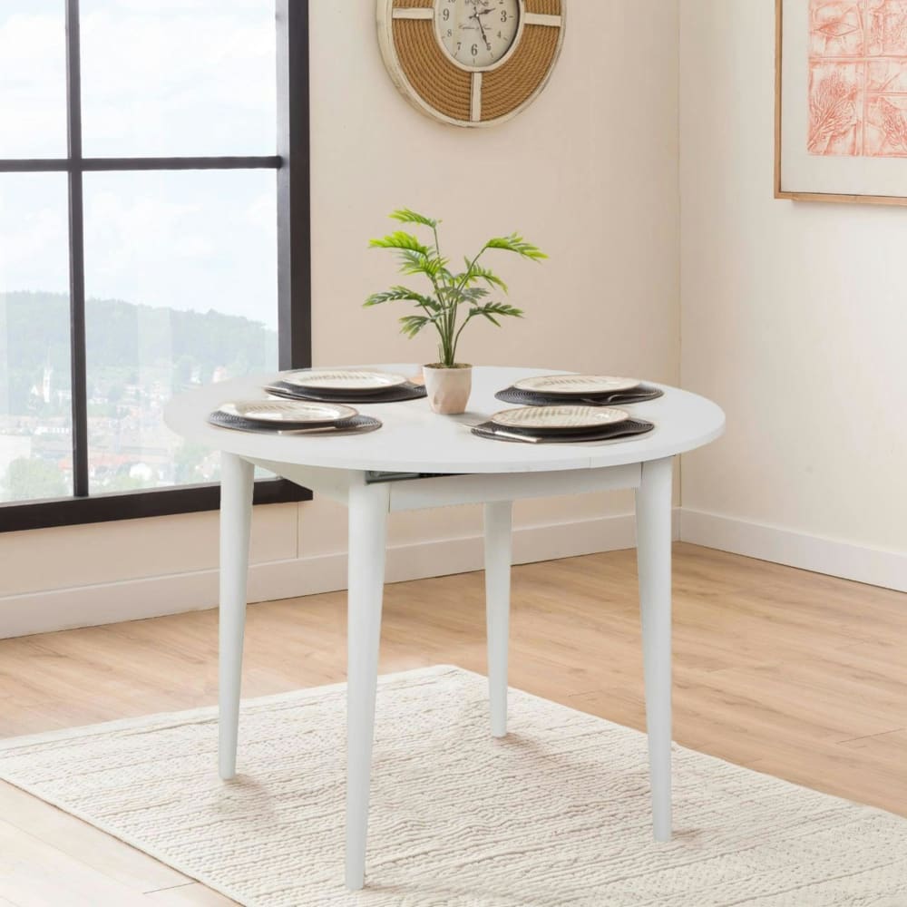 Pier import Table ronde extensible blanche 4/6 personnes Blanc 100x75x100cm