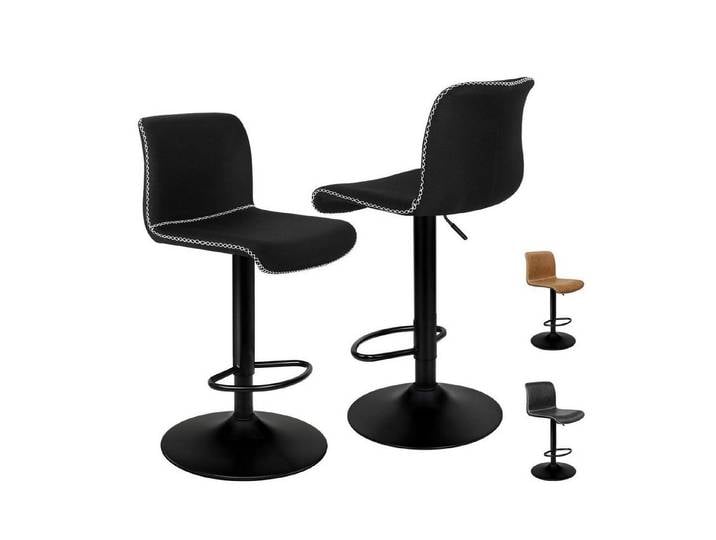 LuxusKollektion Barhocker Barhocker 2er Set Drehhocker Rückenlehne Höhenverstellung Remy Schwarz