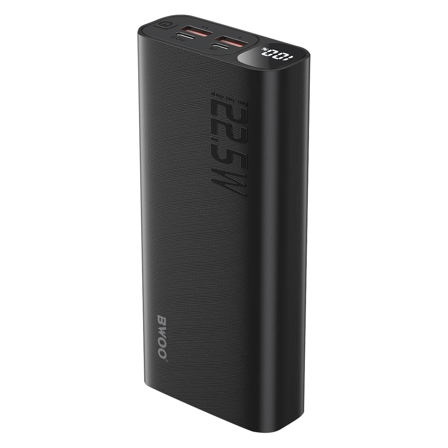 Bwoo 20W 20000 mAh power bank with LCD screen, black (20000 mAh, 22.50 W, 74 Wh) (BO-P44)