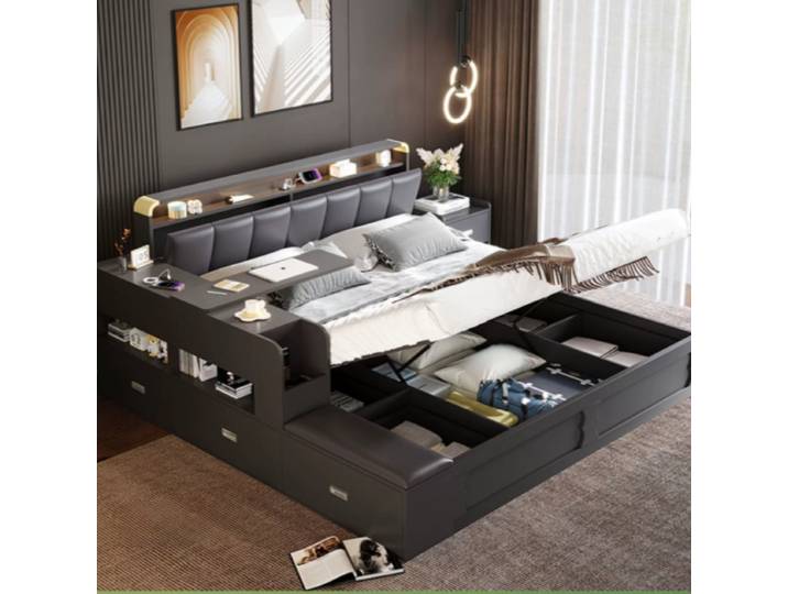 Lit de chambre à coucher Storage Queen Kids 180x200, lit mezzanine japonais unique, tatami de luxe, lit pour adultes, bibliothèque italienne, meubles de maison