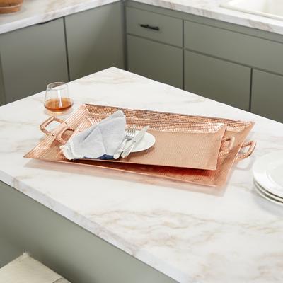Studio 350 Bronze Aluminum Rustic Tray (Set of 2) - 28 x 18 x 2