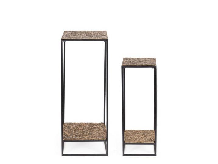 Natur24 Beistelltisch Mysore 2er Set Beistelltisch 35 x 35 x 91 cm Aluminium Metall Schwarz
