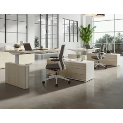 Höhenverstellbarer Schreibtisch mit Sideboard Mobiste