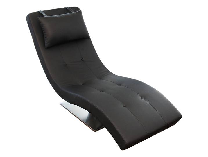 Liege Antur Schwarz, Chrom Kunstleder, Metall B 60 T 170 H 82 cm - Liege