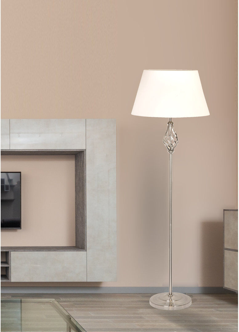 Rosalind Wheeler Backus 165cm Traditional Twist Floor Lamp Silver/Ivory 165cm H X 45cm W X 45cm D