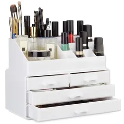 Relaxdays Make Up Organizer mit 4 Schubfächern Weiß
