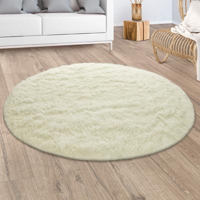Hochflor-Teppich PACO HOME "Silky 591", gelb (vanille), H:37mm Ø:160cm, Polyester, Teppiche, Uni-Farben, besonders weich und kuschelig, Wohnzimmer
