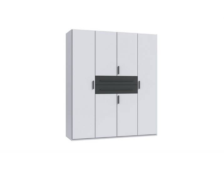 freiraum Drehtürenschrank DIGIT in WEISS + SCHWARZ - 180x208x58cm (BxHxT)