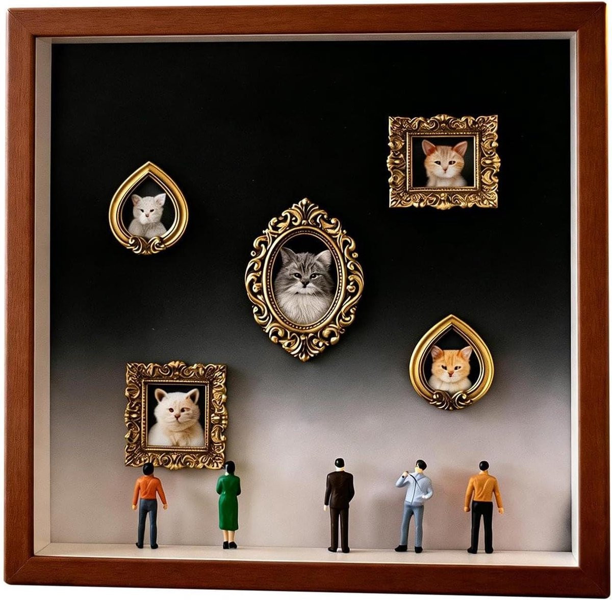 Herinneringsdoos Aandenkenstuk Museumframe Persoonlijke Collectie Miniatuur Museumstijl Zwart-witkleurverloop B/D/H: 25,5 x 25,5 cm