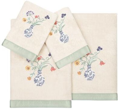 Authentic Hotel and Spa 100% Turkish Cotton Stella 4PC Embellished Towel Set