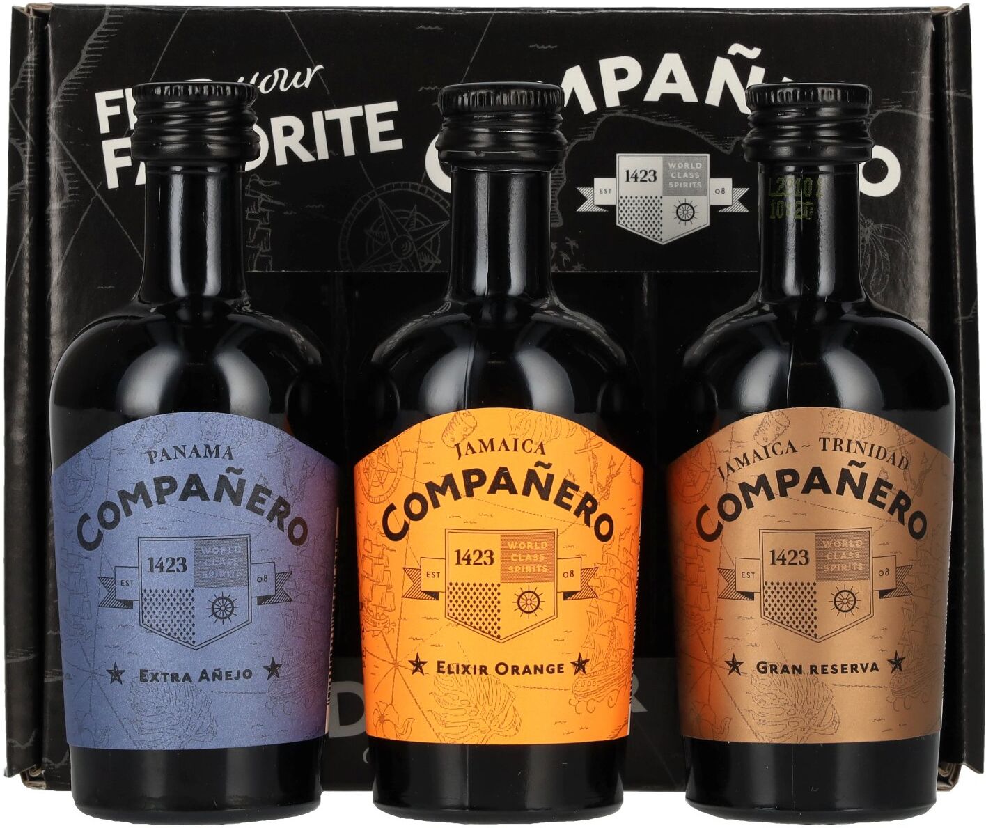 1423 World Class Spirits Compañero Giftbox 44,7% Vol. 3x0,05l in Geschenkbox