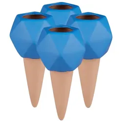 Relaxdays Tonspitzen Bewässerung blau 4er Set Blau,Hellbraun