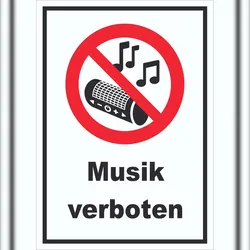 HB-Druck Schild Musik verboten A4 (210x297mm)