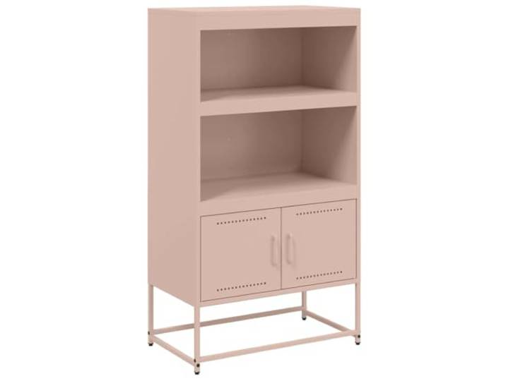 Fisinber Highboard Rosa aus Stahl, Metallschrank 68,5x38,5x123,5 cm Industrierobuster Kommodenschrank in Rosa für Wohnzimmer und Schlafzimmer: Bietet 2 Fächer mit Wandbefestigung.