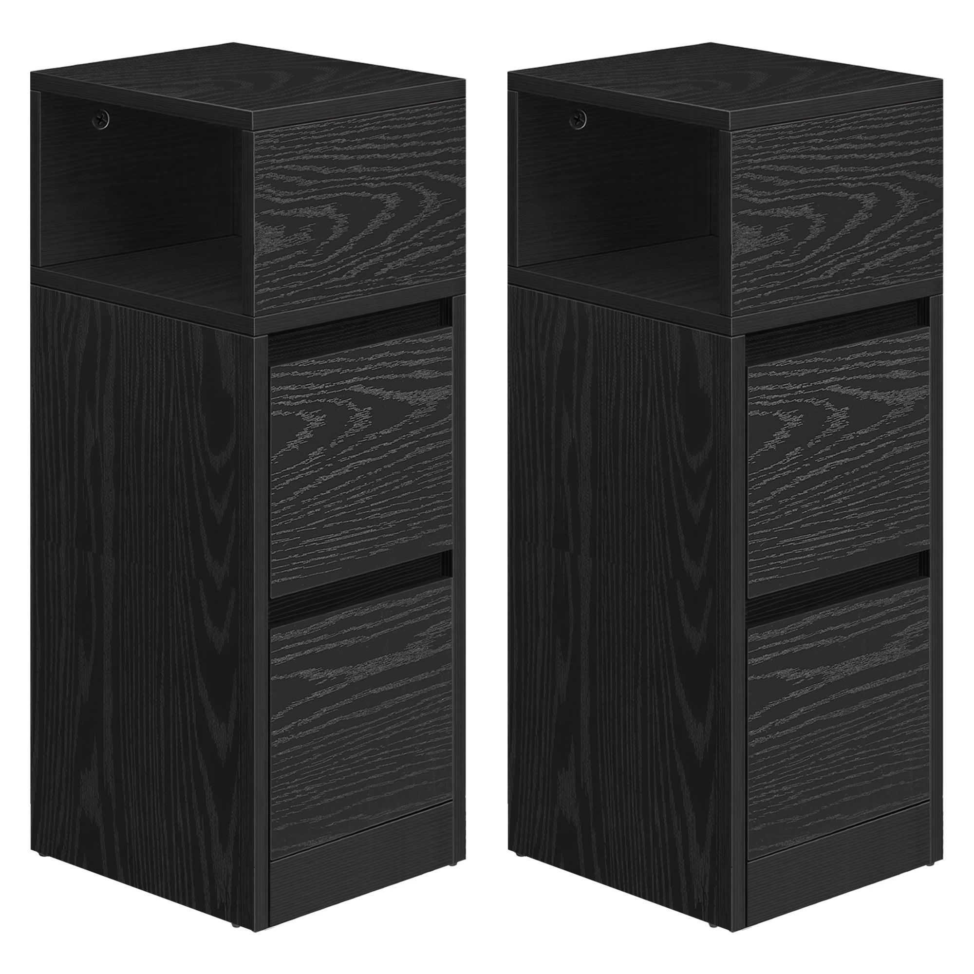 VASAGLE Nachttisch 2er Set, schmal, Beistelltisch mit 2 Schubladen LETB35856B56