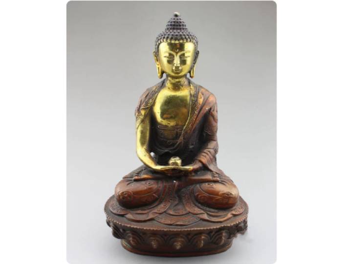 Statue de Bouddha Shakyamuni en Cuivre Antique, Ornement Artisanal pour la Maison, le Temple ou le Bureau, Décoration Feng Shui