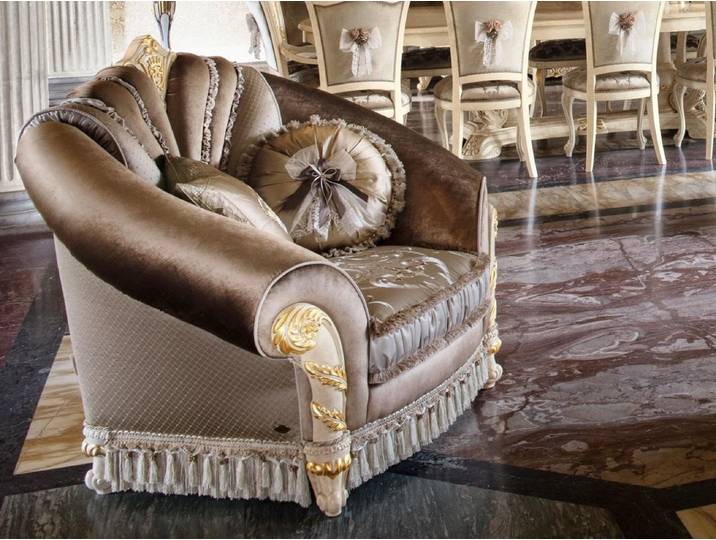 JVmoebel Sessel Brauner Lounge-Stuhl aus Stoff mit Wellenunterfederung (Sessel), Made in Italy