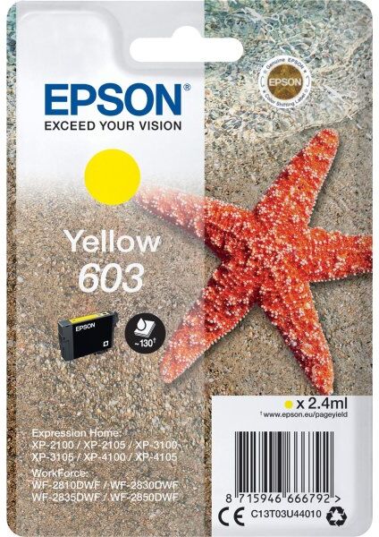 Epson 603 Blækpatron, Gul, Blister, 2,4ml